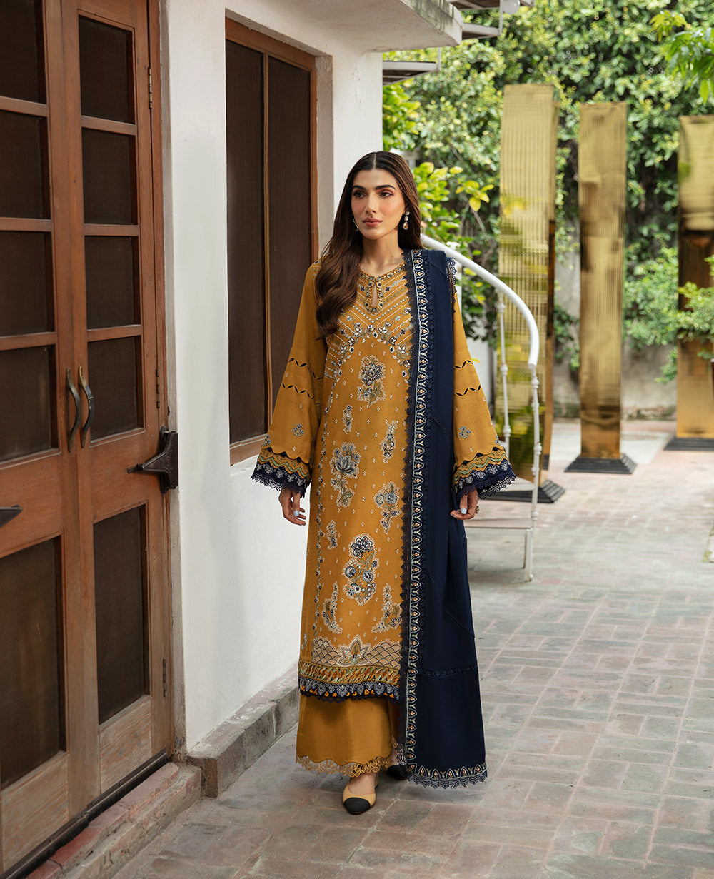Republic Womenswear | Rosalee Winter 24 | D5 (Feeha) XS Mustard Yellow Karandi