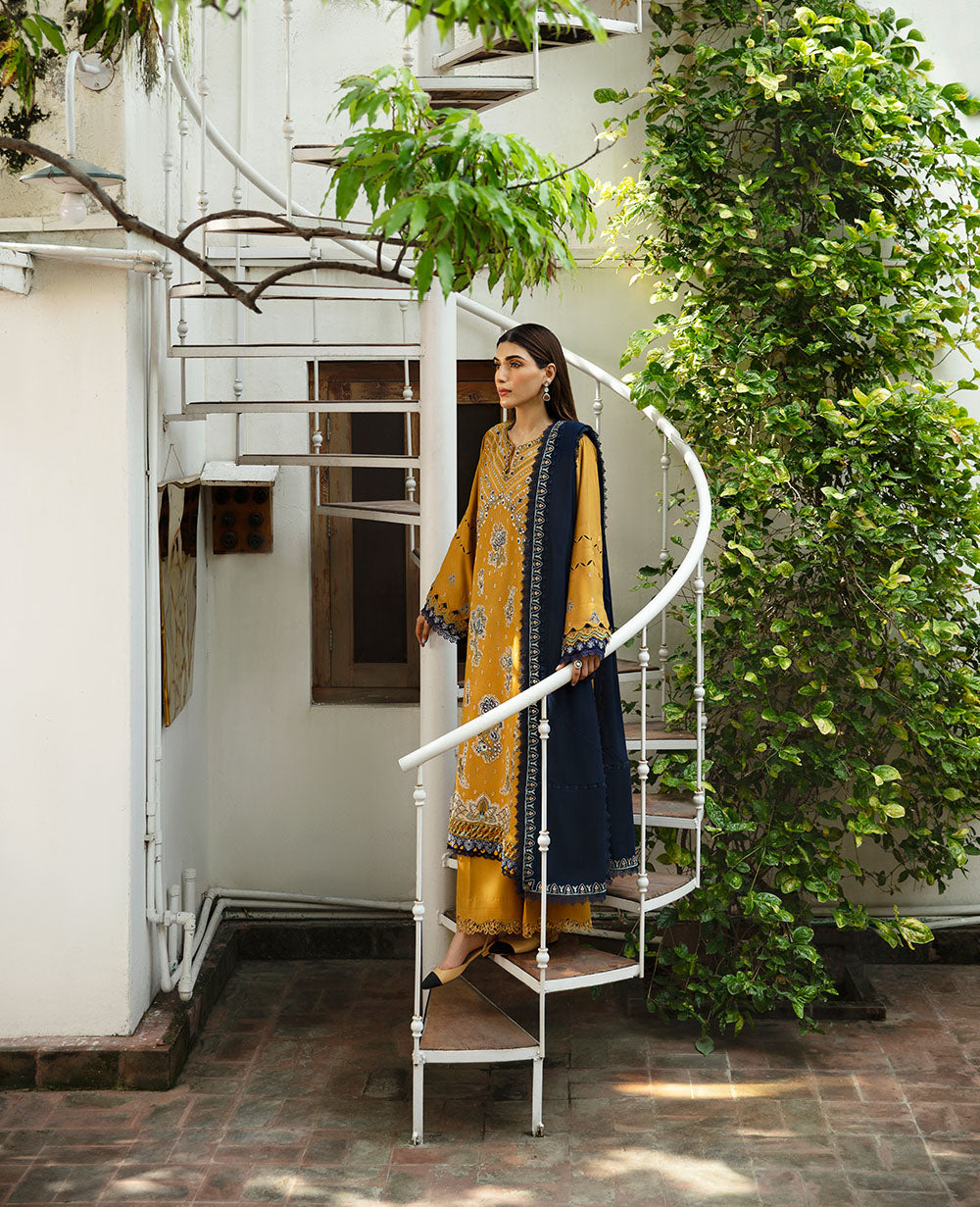 Republic Womenswear | Rosalee Winter 24 | D5 (Feeha) Custom Size Mustard Yellow Karandi