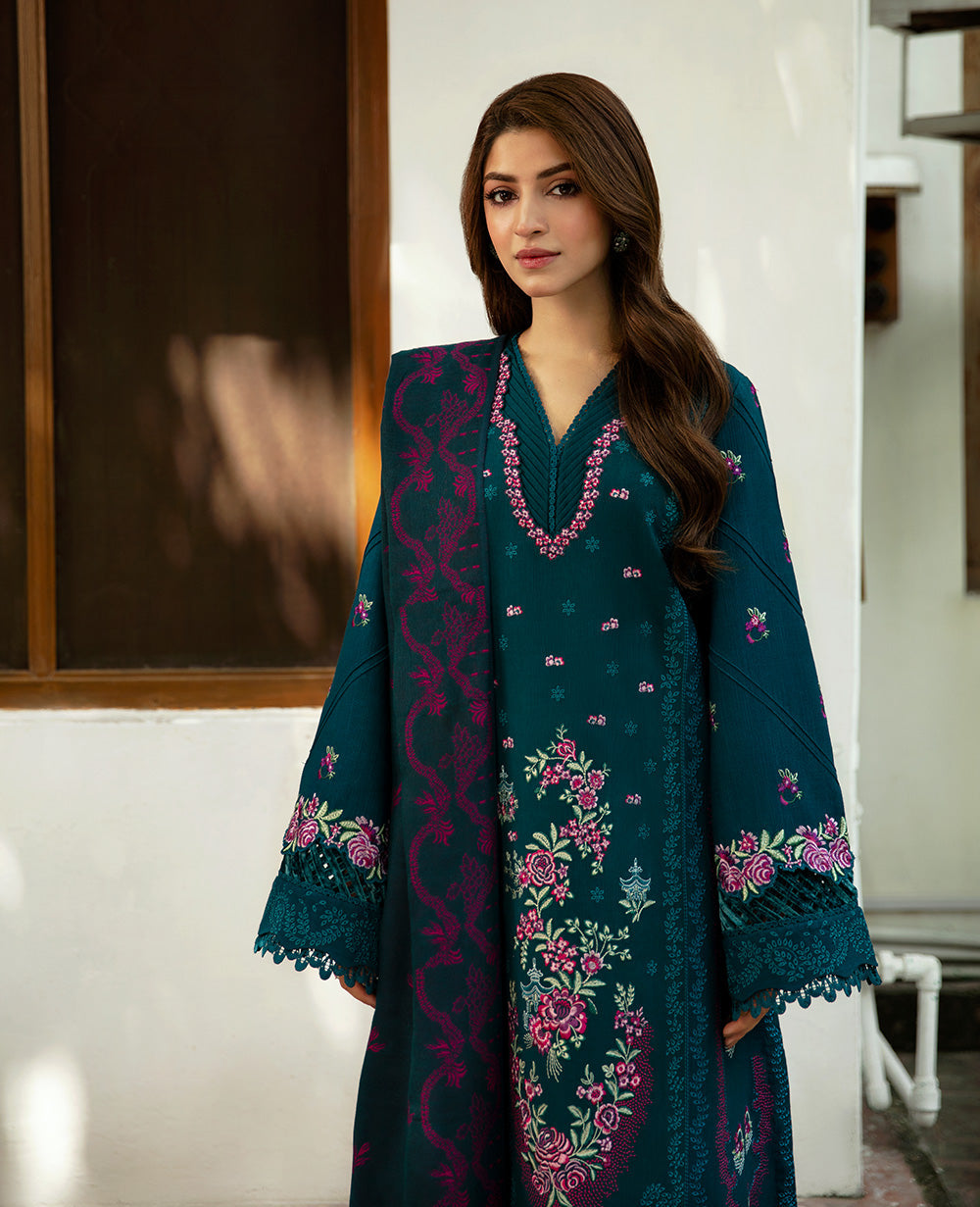 Republic Womenswear | Rosalee Winter 24 | D11 (Omari) S Dark Teal Khaddar