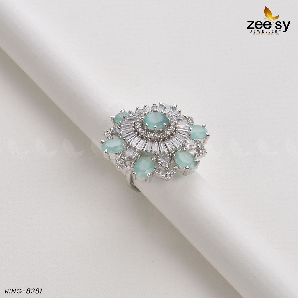 Sunflower Ring-8281 Silver Mint Green