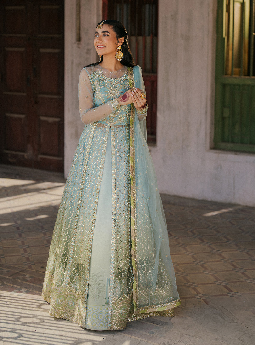 Roheenaz | Pehli Si Muhabbat Wedding Collection | Saba XL Light Blue Net