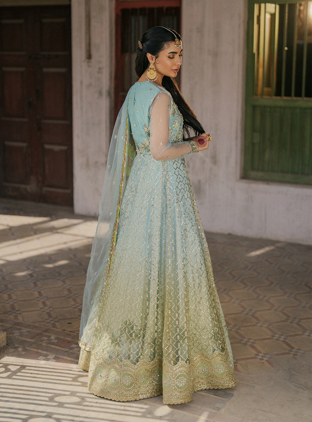 Roheenaz | Pehli Si Muhabbat Wedding Collection | Saba L Light Blue Net