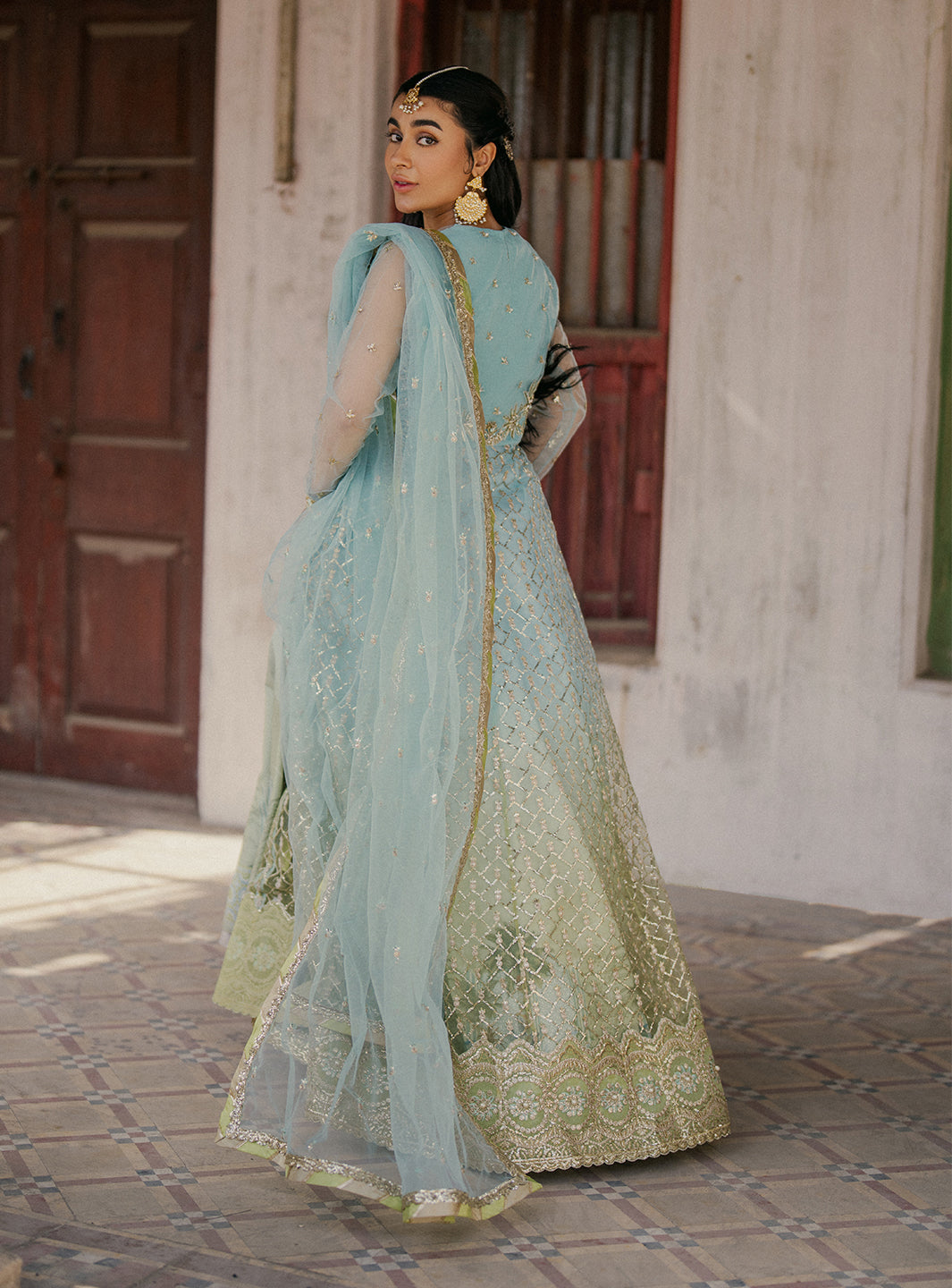 Roheenaz | Pehli Si Muhabbat Wedding Collection | Saba S Light Blue Net