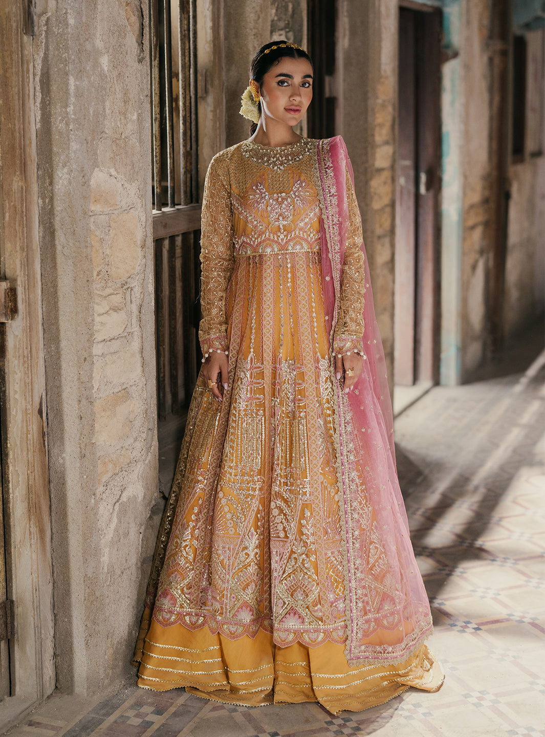 Roheenaz | Pehli Si Muhabbat Wedding Collection | Afreen XS Mustard Yellow Net