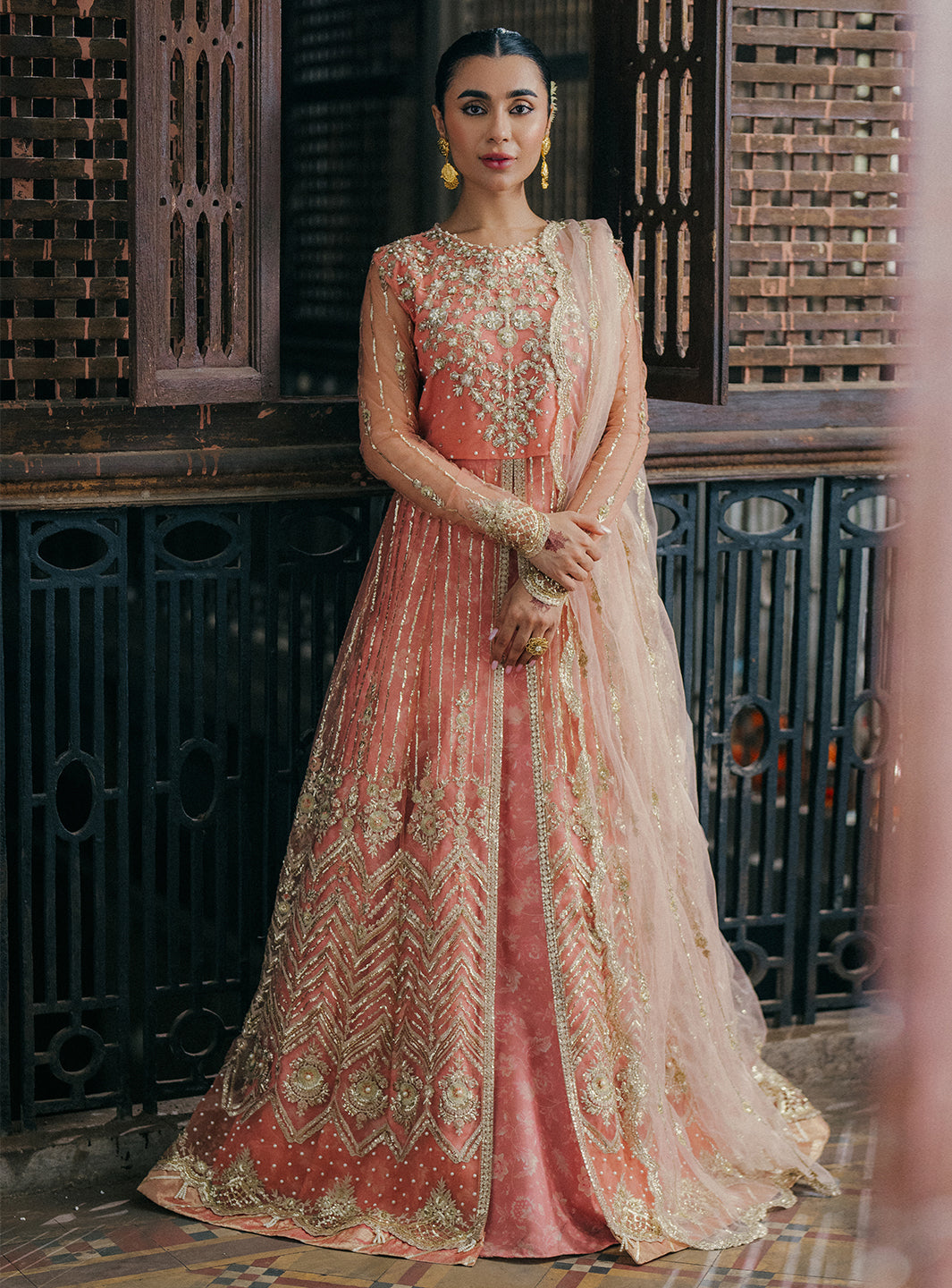 Roheenaz | Pehli Si Muhabbat Wedding Collection | Shafaq XS Pale Peach Net