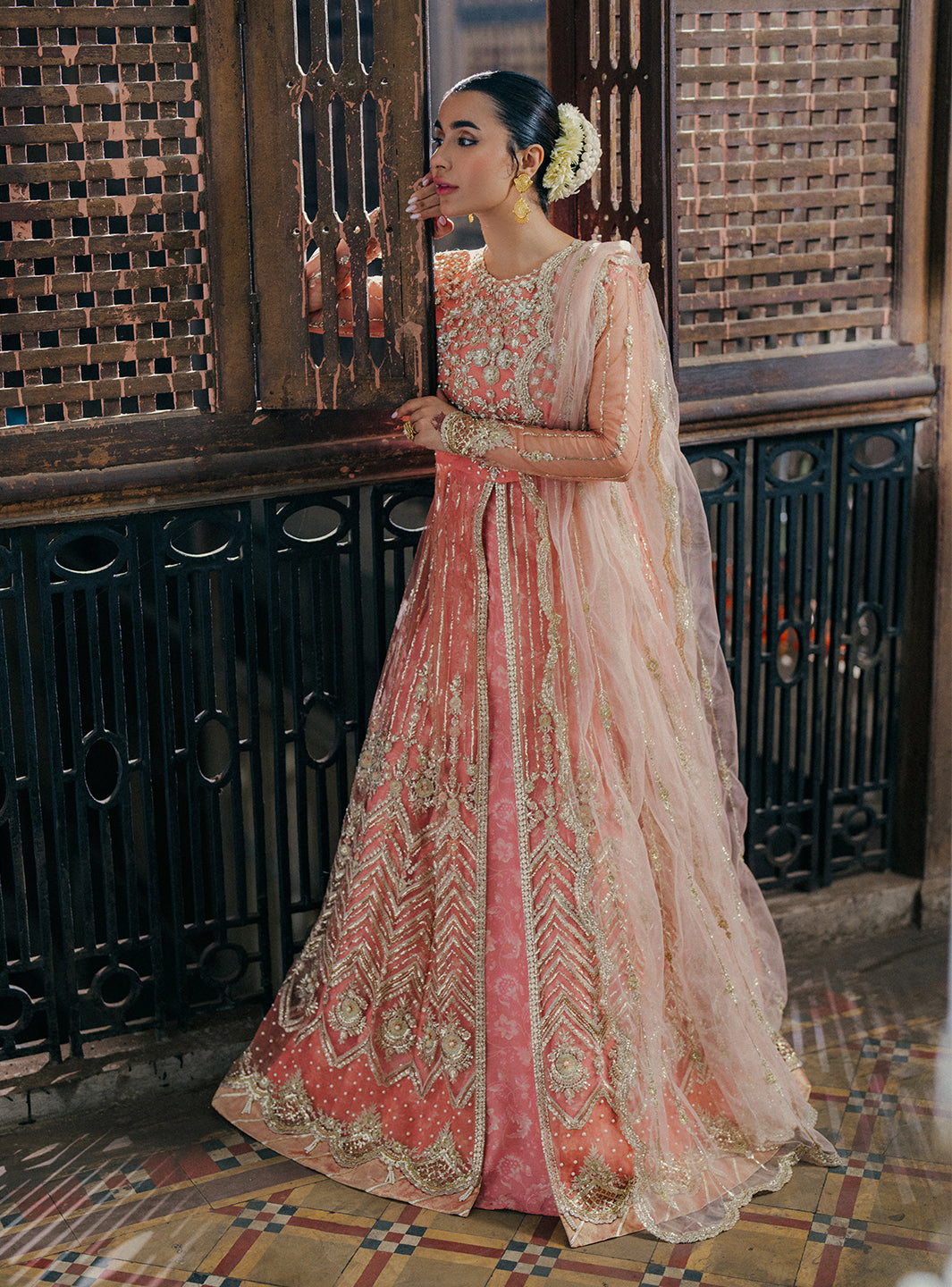 Roheenaz | Pehli Si Muhabbat Wedding Collection | Shafaq XL Pale Peach Net