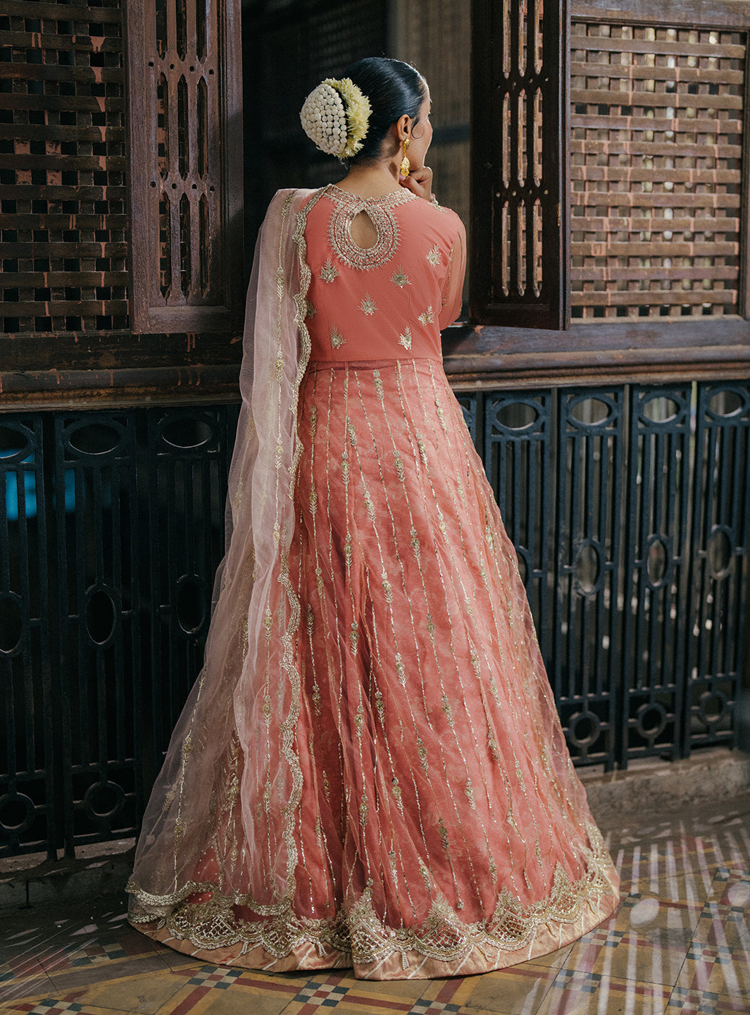 Roheenaz | Pehli Si Muhabbat Wedding Collection | Shafaq S Pale Peach Net