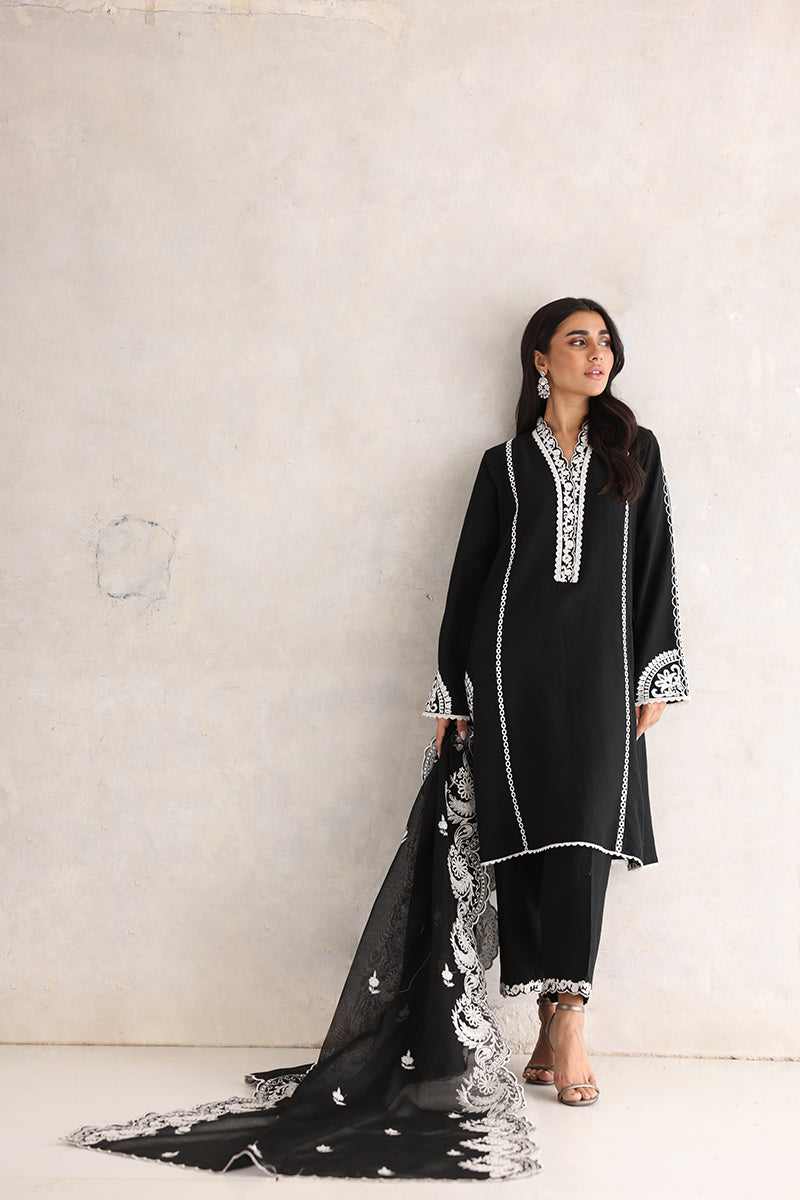 Sana Abbas | Luxury Pret | Roheen XL Black Karandi