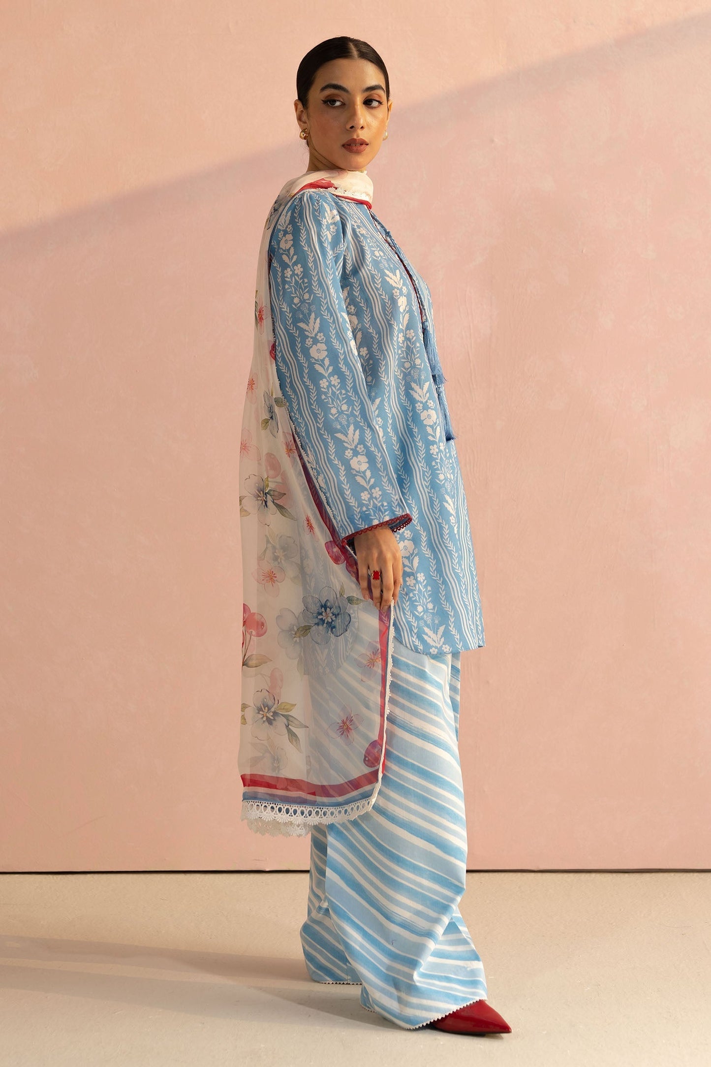 Zara Shahjahan | Coco Prints 25 | Ruby-9B M Sky Blue Lawn