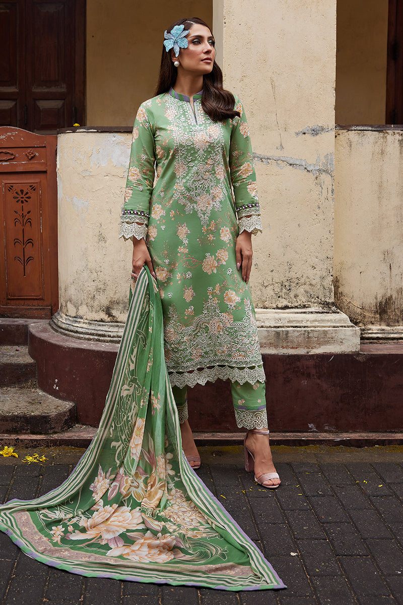 Gulaal | Saffira Lawn 25 | Nora XL Greenish Brown Lawn