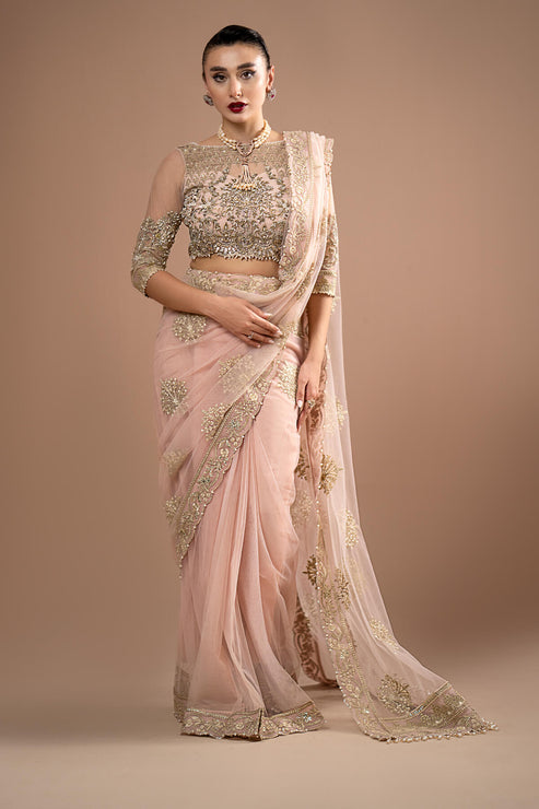 Imrozia Premium | Lumiere Luxury Sarees | 01 Rose Clair - Pakistani Designer Dress - by Imrozia Premium | Type: Formal - 100% Original at Saira Sultan