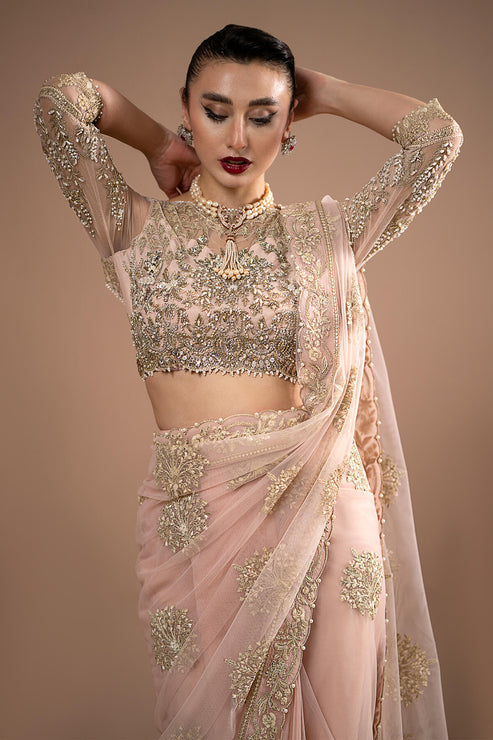 Imrozia Premium | Lumiere Luxury Sarees | 01 Rose Clair - Pakistani Designer Dress - by Imrozia Premium | Type: Formal - 100% Original at Saira Sultan