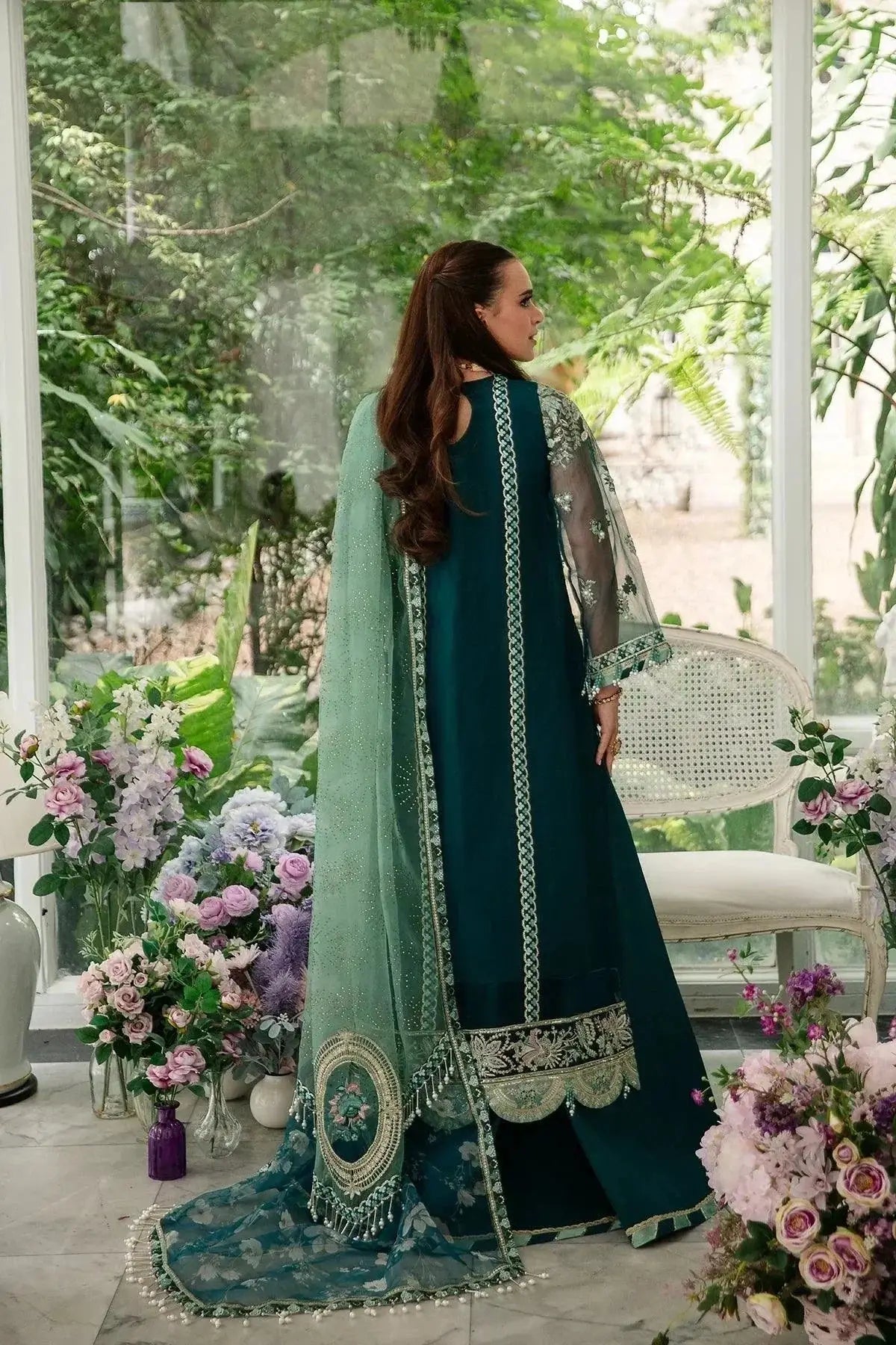 AJR Couture | Alif Luxury Wedding Formals 23 | Teal - Pakistani Designer Dress - by AJR Couture | Type: Bridal - 100% Original at Saira Sultan