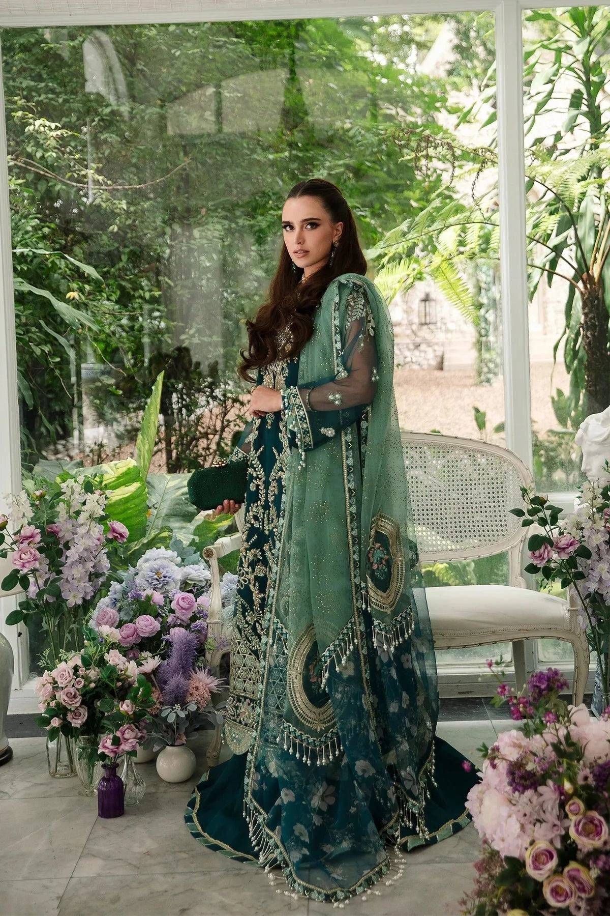 AJR Couture | Alif Luxury Wedding Formals 23 | Teal - Pakistani Designer Dress - by AJR Couture | Type: Bridal - 100% Original at Saira Sultan