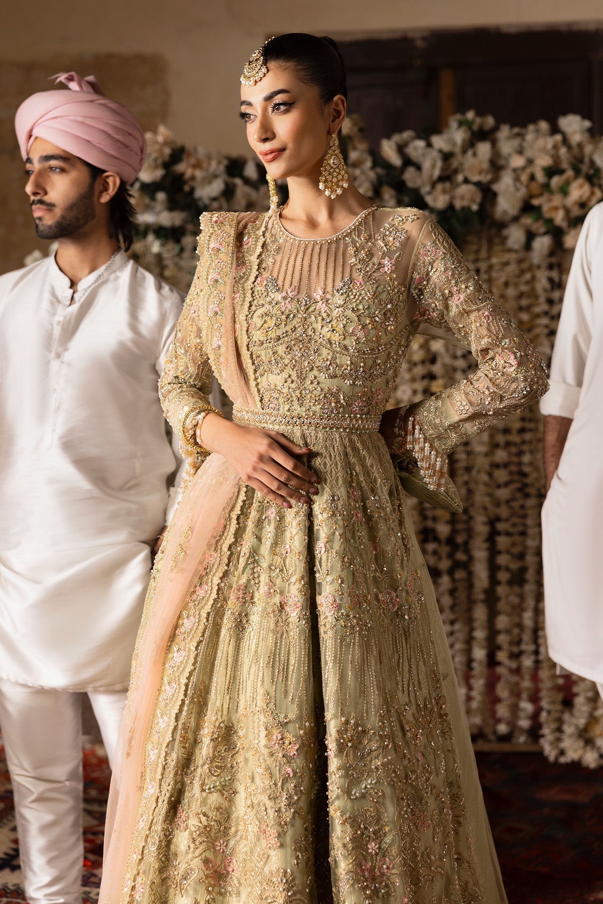 Imrozia Premium | Jashan Bridal Collection | SB-39 Rekhta L Tea Green Net