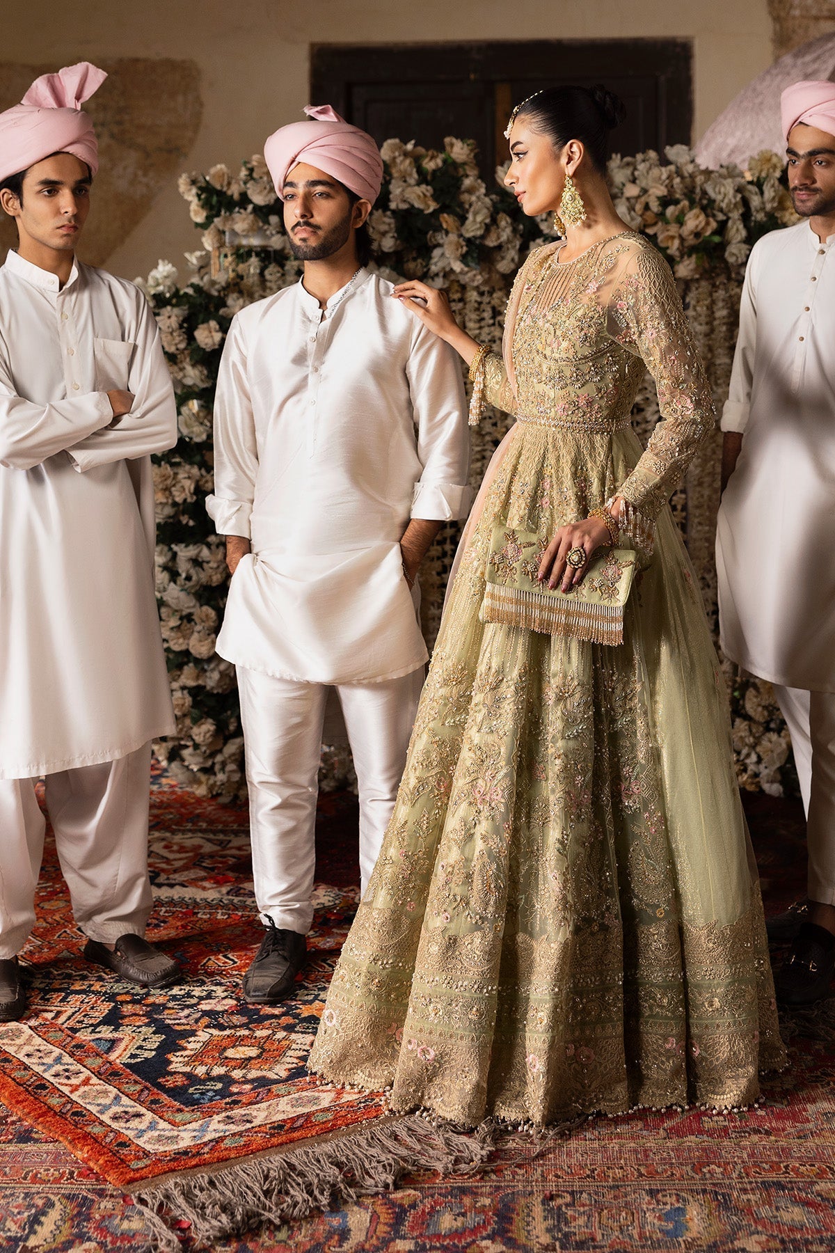 Imrozia Premium | Jashan Bridal Collection | SB-39 Rekhta Custom Size Tea Green Net