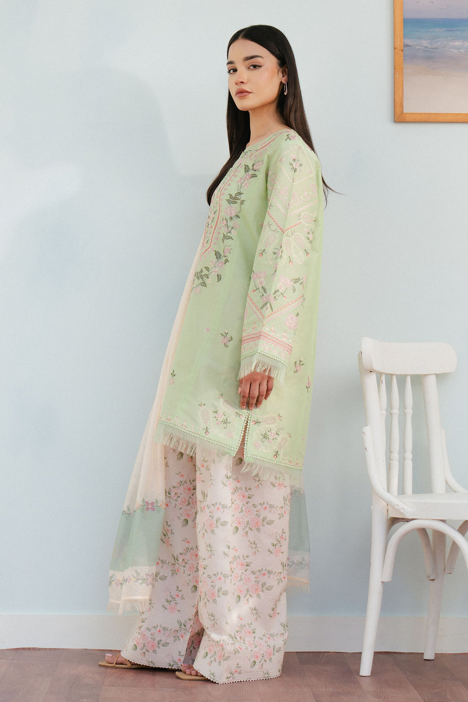 Zara Shahjahan | Coco Lawn 25 | SERENE-2A L Mint Lawn