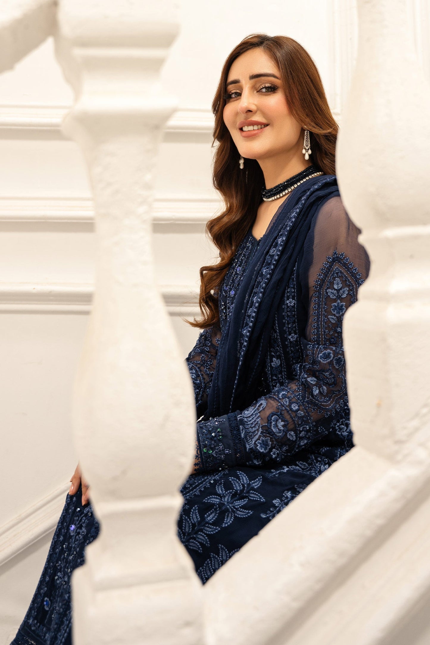 Maria B | Pre Fall Dresses | 3 Piece Embroidered Chiffon Suit RR - Pakistani Designer Dress - by Maria B - Type : Ladies Clothes - 100% Original at Saira Sultan