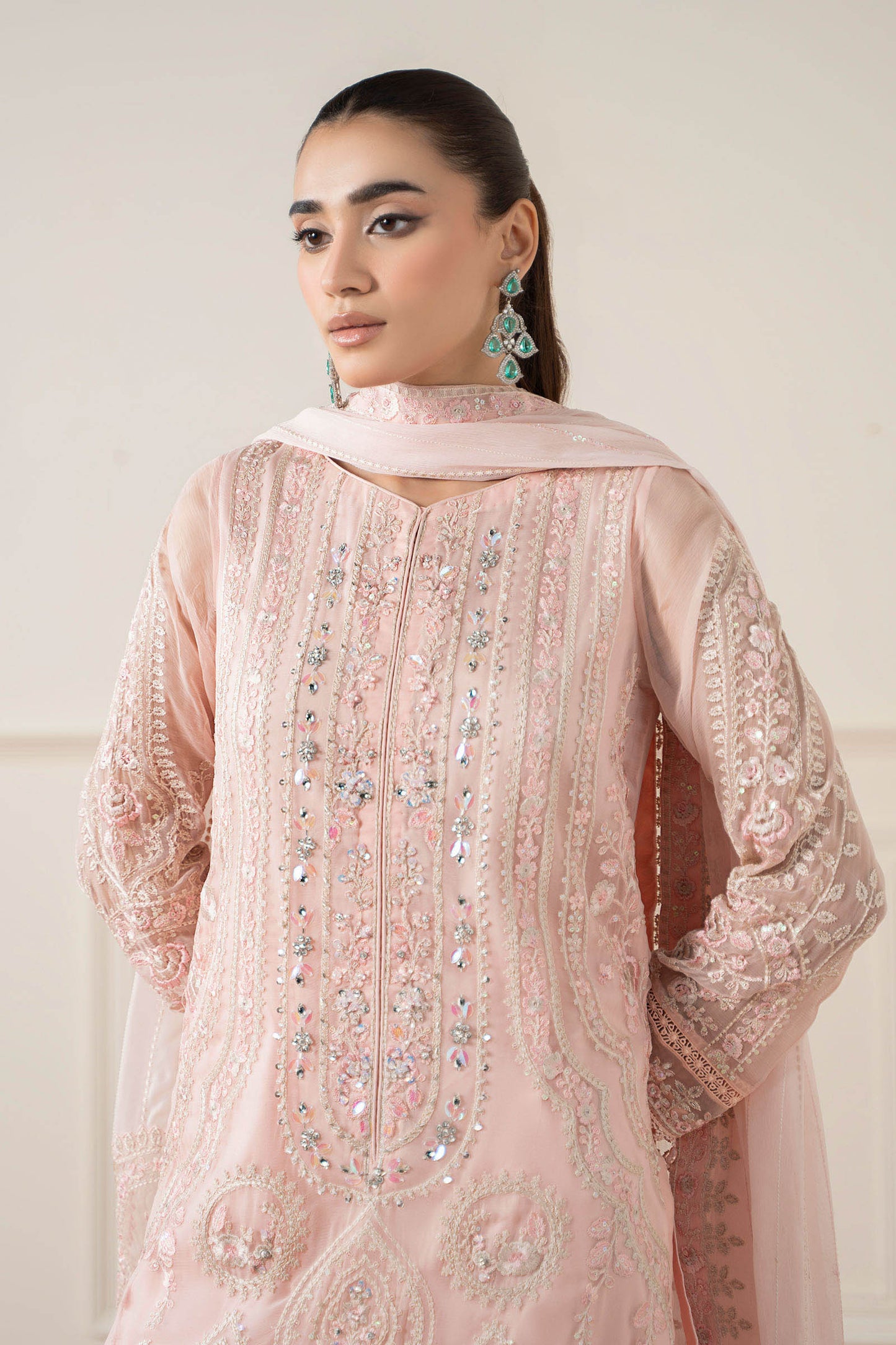 Maria B | Pre Fall Dresses | 3 Piece Embroidered Chiffon Suit OO - Pakistani Designer Dress - by Maria B - Type : Ladies Clothes - 100% Original at Saira Sultan
