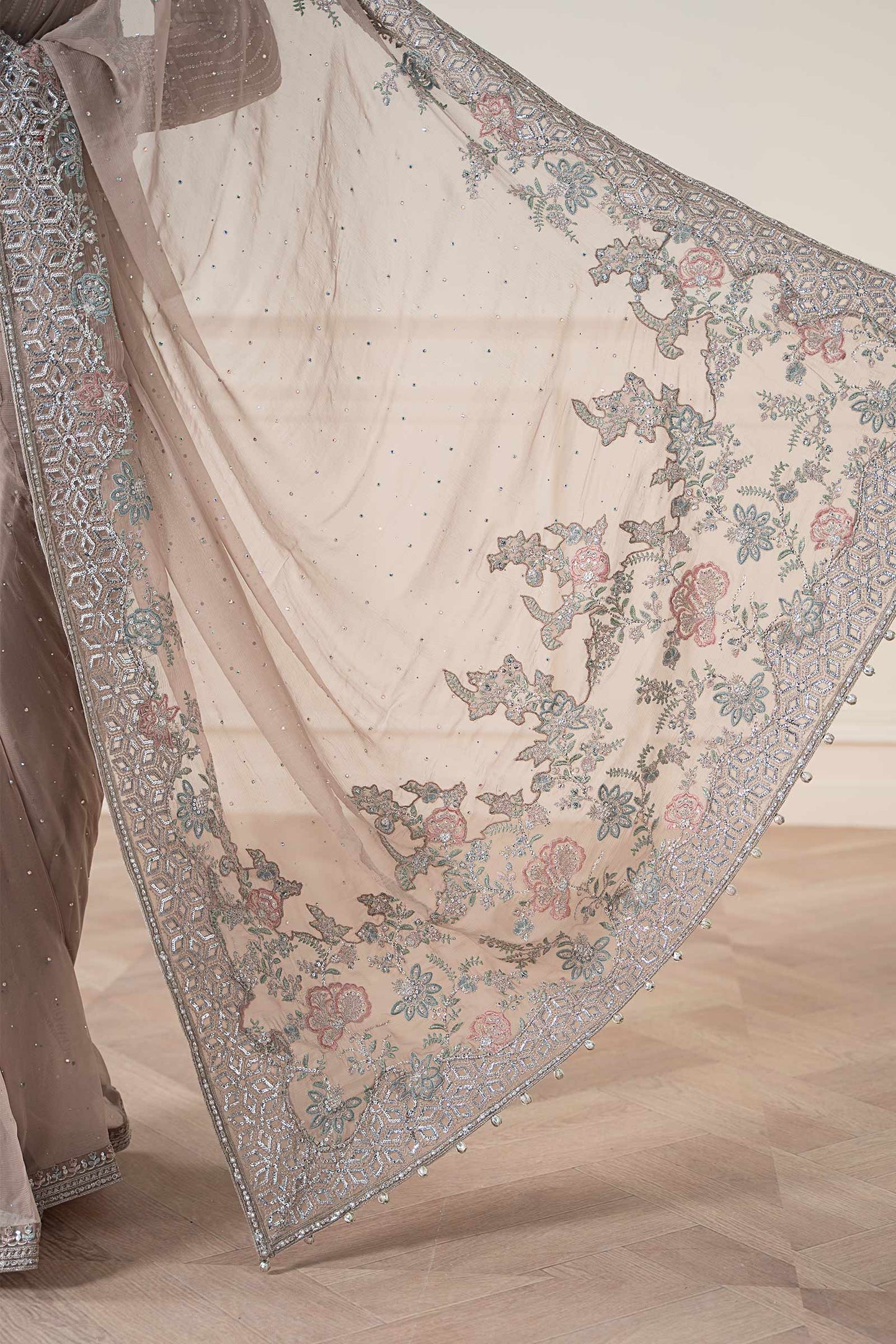 Maria B | Pre Fall Dresses | Embroidered Chiffon Saree FF - Pakistani Designer Dress - by Maria B - Type : Ladies Clothes - 100% Original at Saira Sultan