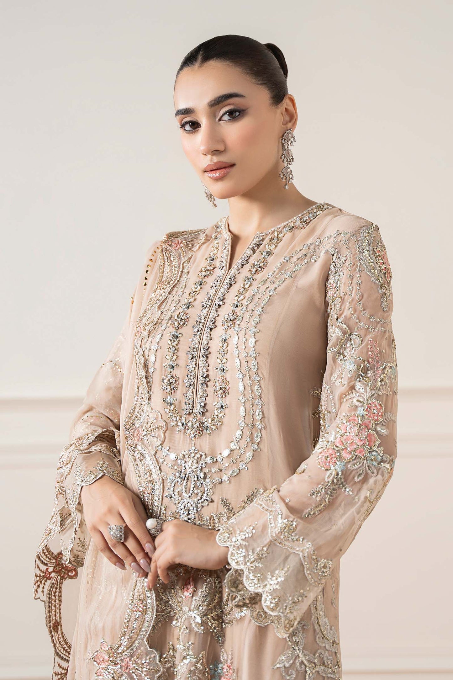 Maria B | Pre Fall Dresses | 3 Piece Embroidered Chiffon Suit Skin - Pakistani Designer Dress - by Maria B - Type : Ladies Clothes - 100% Original at Saira Sultan
