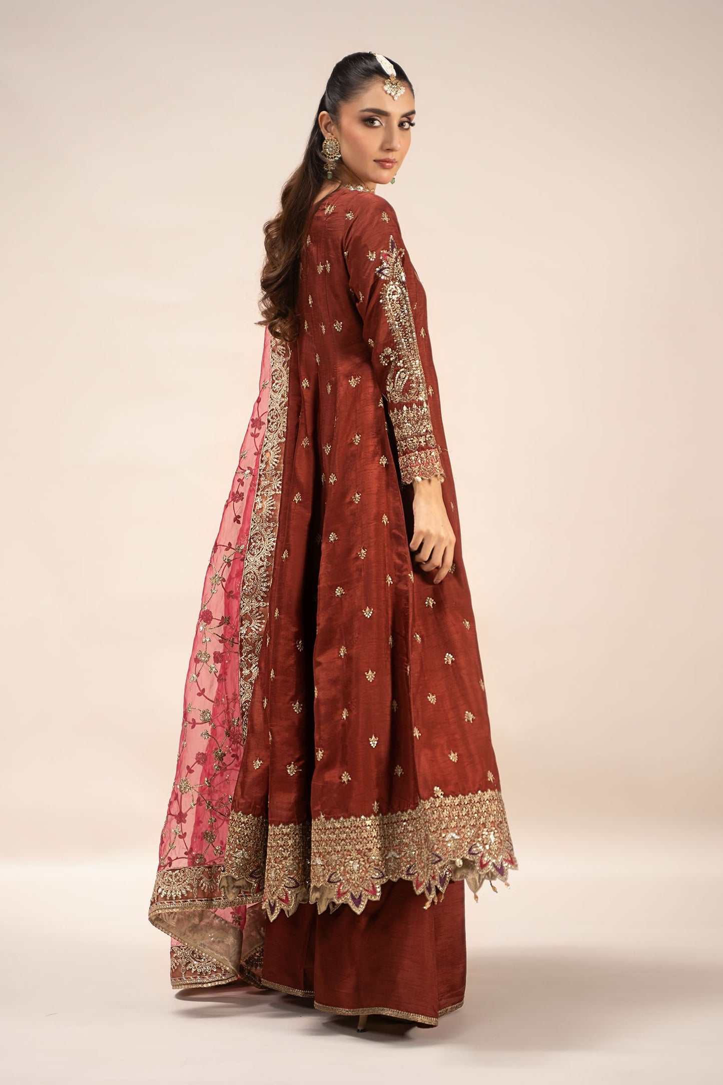 Maria B | Formal Wears | SF-EF25-02 S Maroon Raw Silk