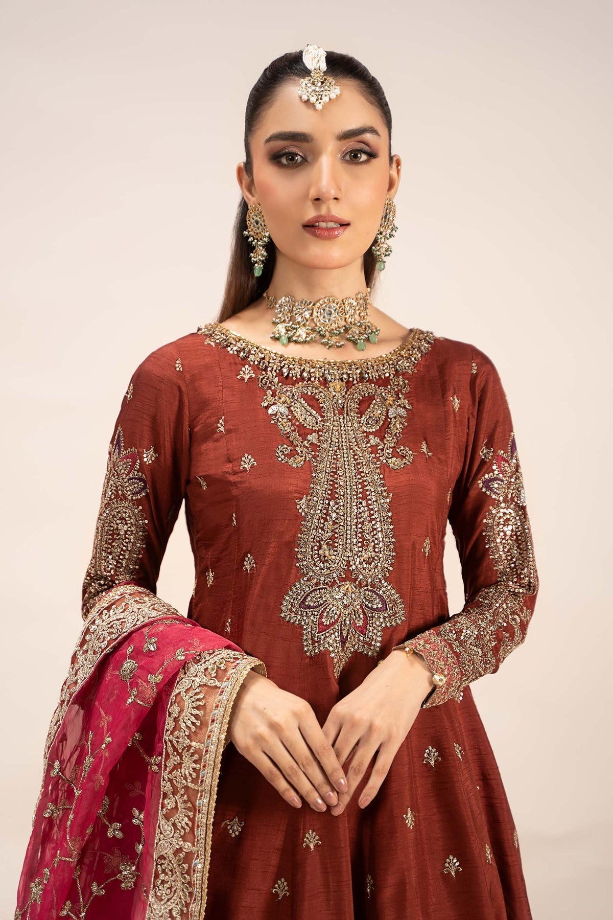 Maria B | Formal Wears | SF-EF25-02 L Red Raw Silk