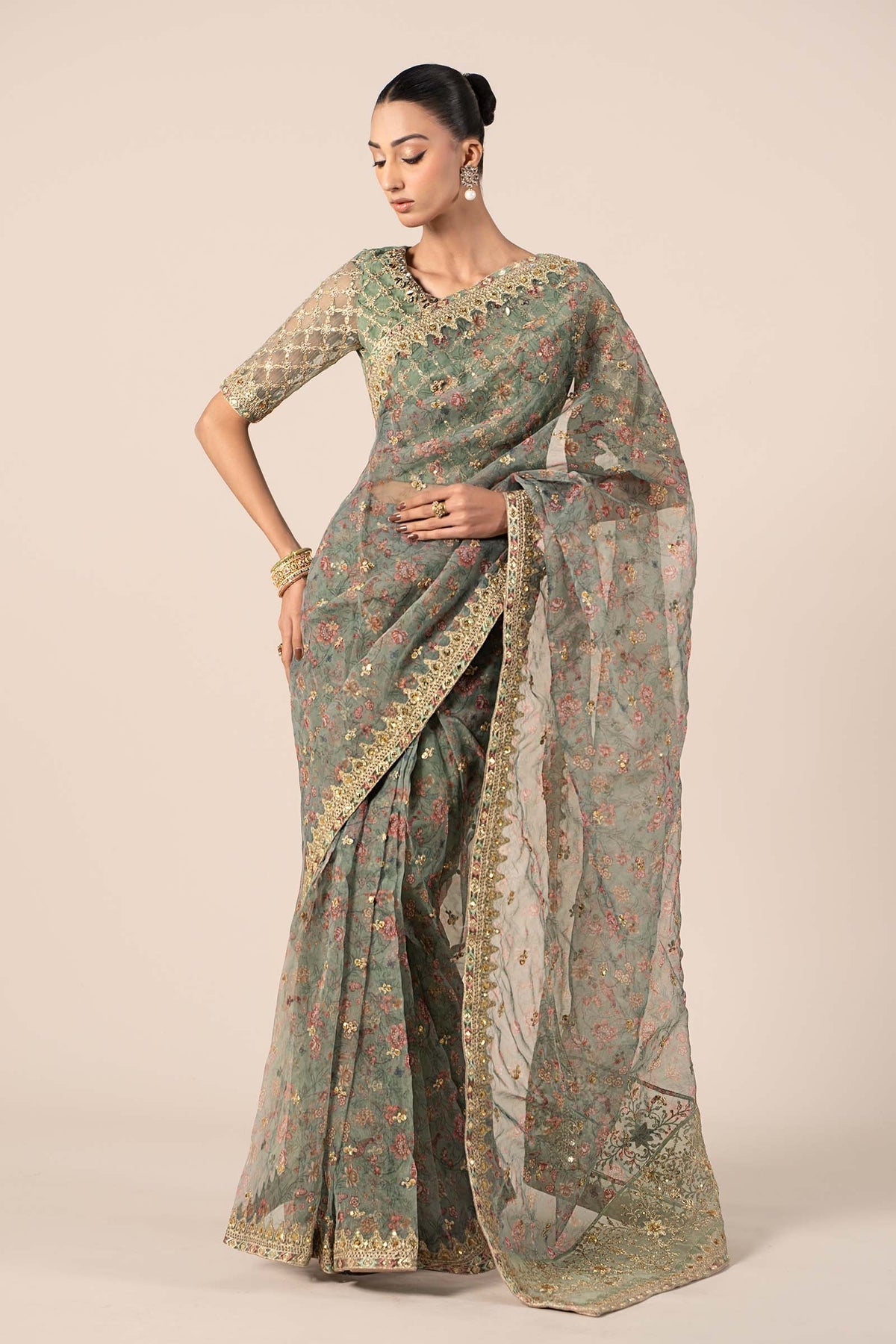 Maria B | Formal Wears | SF-EF25-08 XS Green Organza