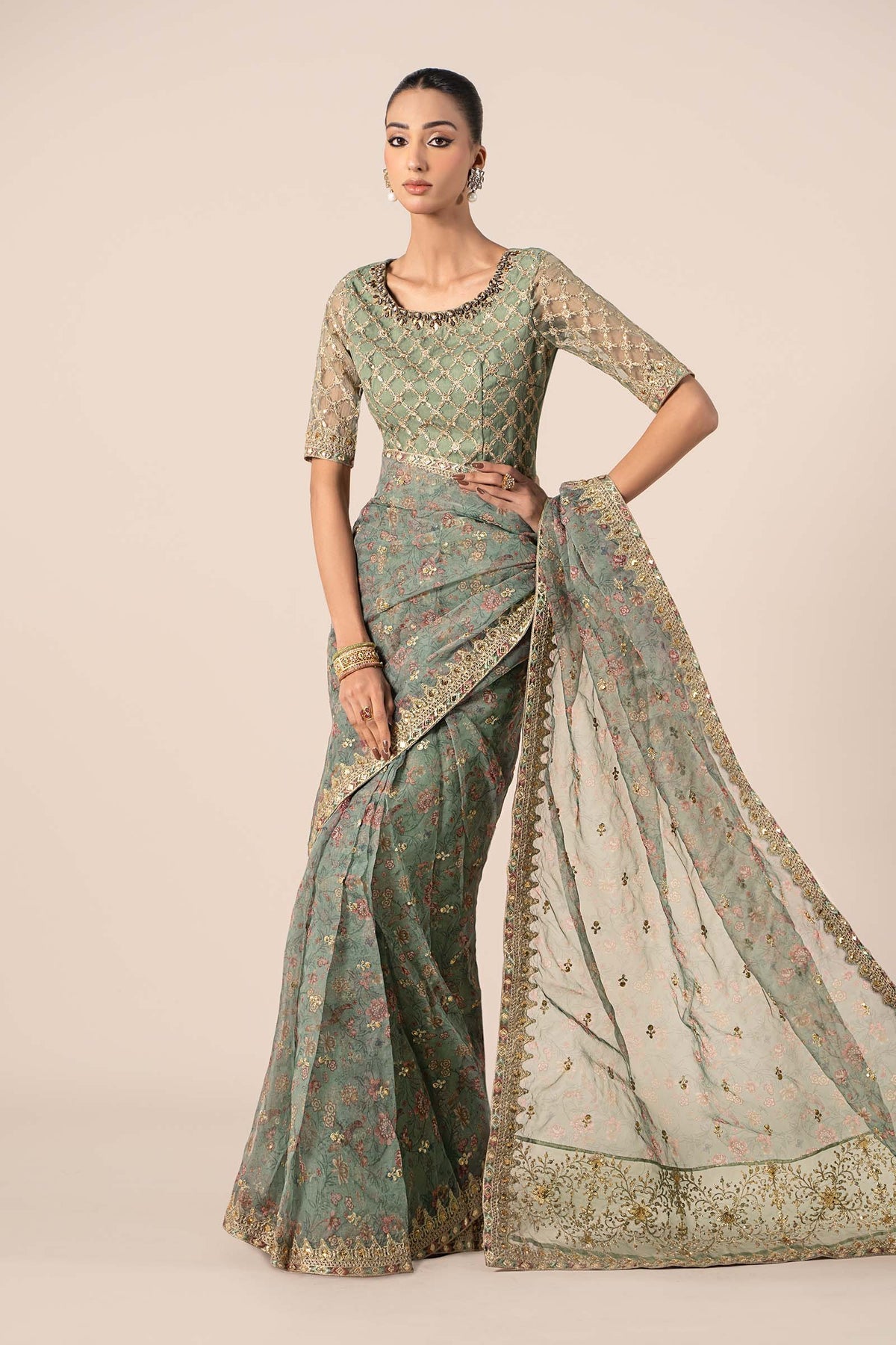 Maria B | Formal Wears | SF-EF25-08 XL Green Organza