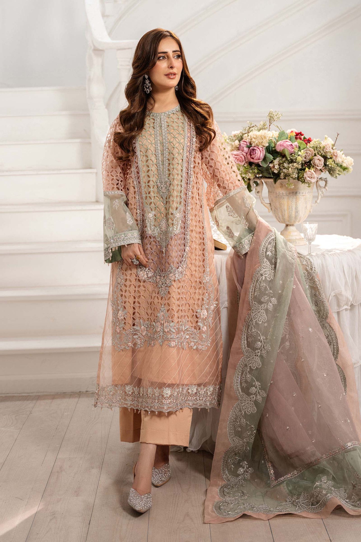 Maria B | Pre Fall 25 | Organza Suit 18 - Pakistani Designer Dress - by Maria B - Type : Ladies Clothes - 100% Original at Saira Sultan