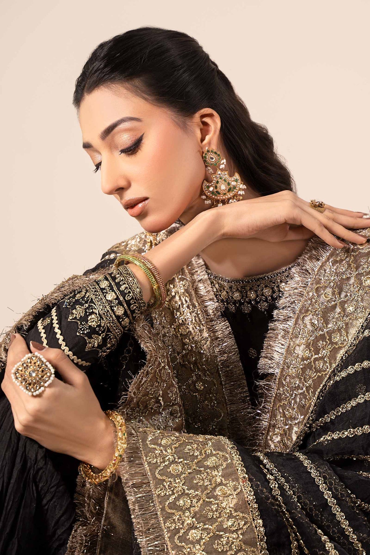 Maria B | Formal Wears | SF-EF25-25 L Black Raw Silk