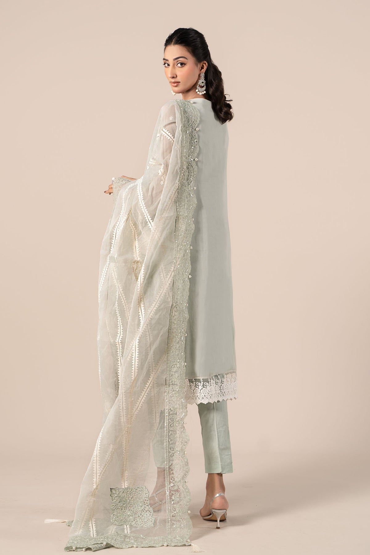Maria B | Formal Wears | SF-EF25-34 M Ice Blue Chiffon
