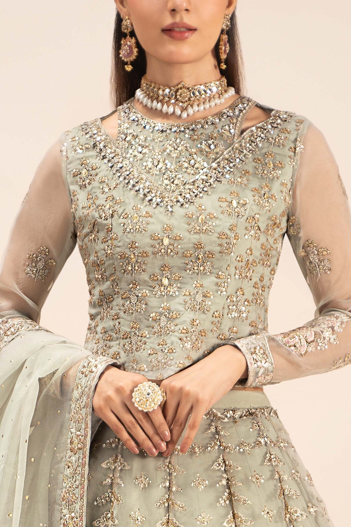 Maria B | Formal Wears | SF-EF25-55 M Ice Blue Organza