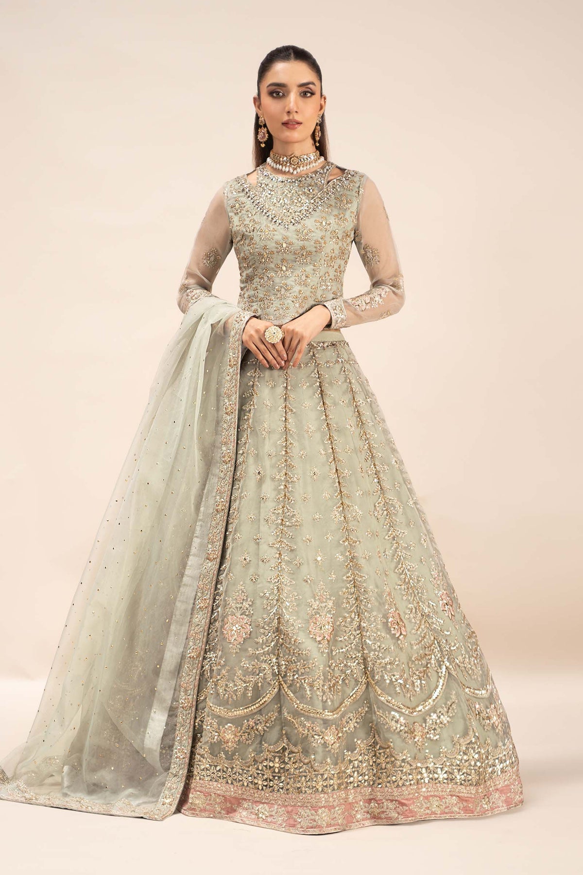 Maria B | Formal Wears | SF-EF25-55 XS Ice Blue Organza
