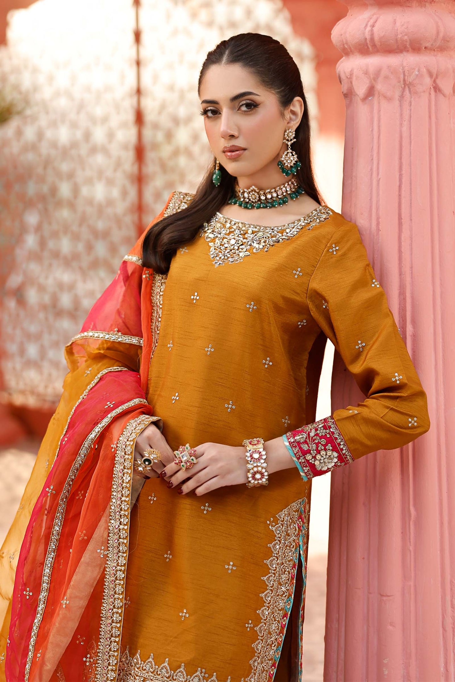 Maria B | Formal Wears | SF-EF25-61 M Mustard Raw Silk
