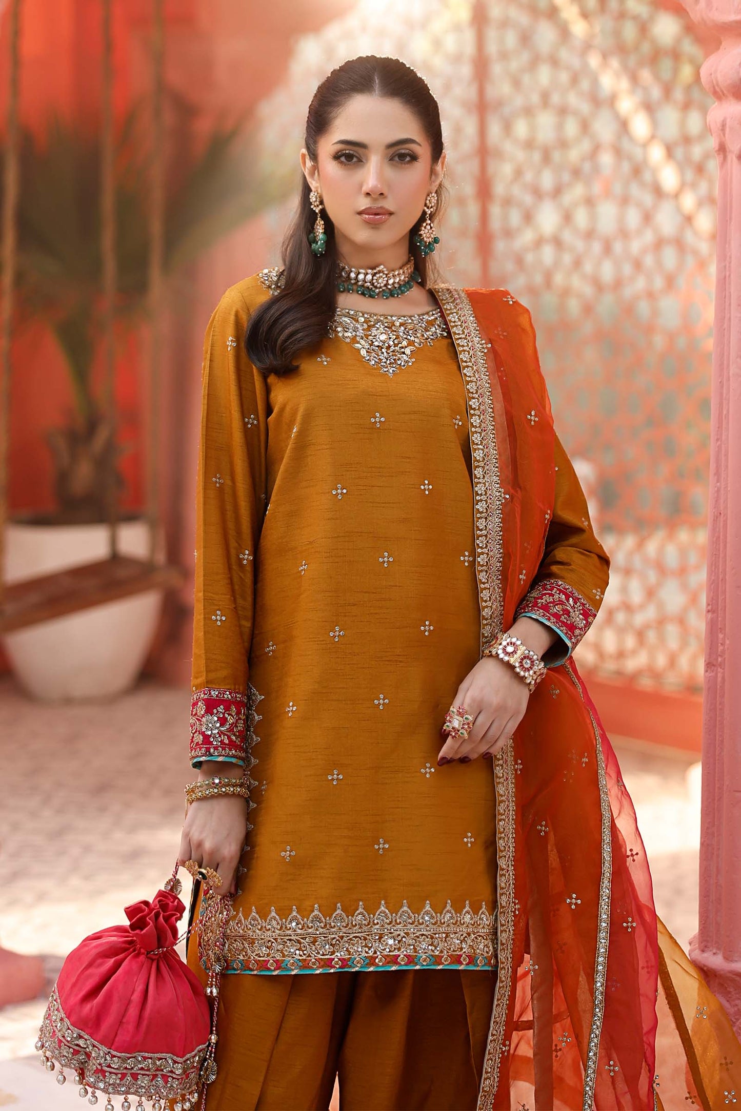 Maria B | Formal Wears | SF-EF25-61 L Mustard Raw Silk