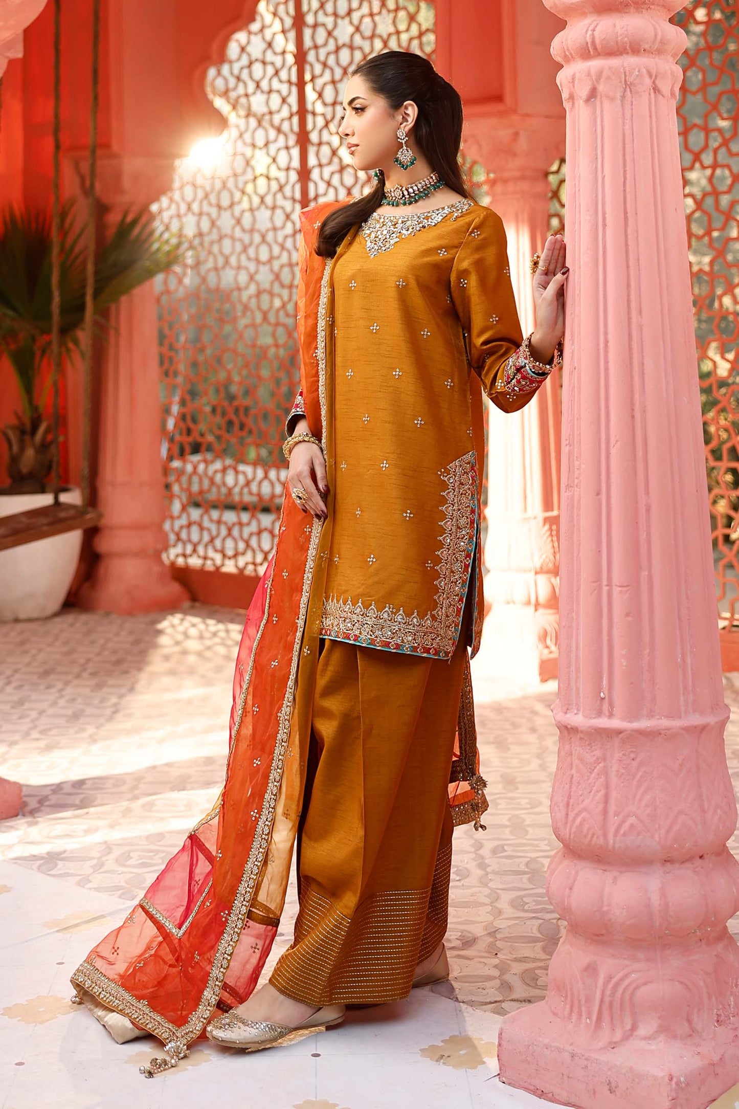Maria B | Formal Wears | SF-EF25-61 S Mustard Raw Silk