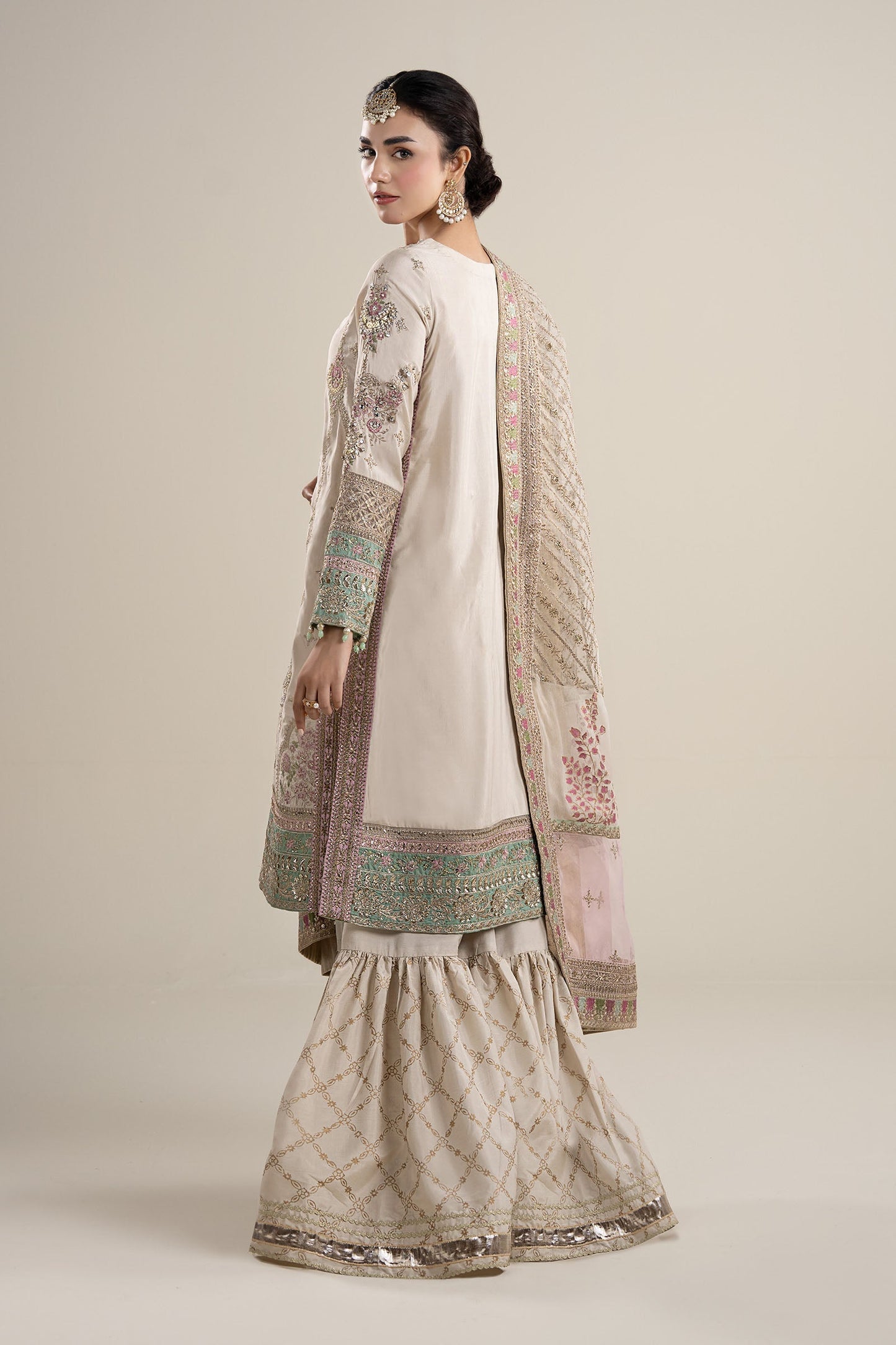 Maria B | Pre Fall Dresses | 3 Piece Embroidered Bamber Raw Silk Suit HH - Pakistani Designer Dress - by Maria B - Type : Ladies Clothes - 100% Original at Saira Sultan