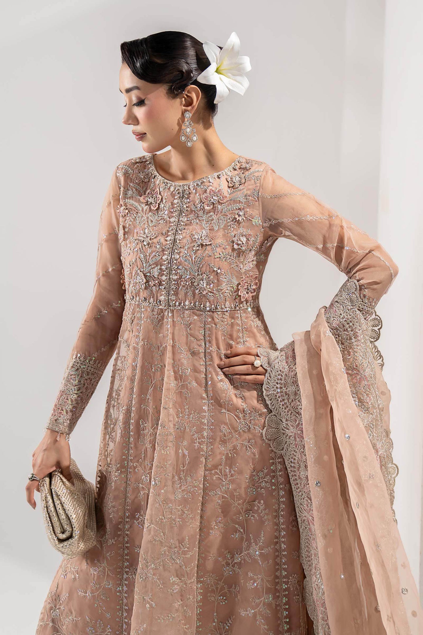 Maria B | Pre Fall Dresses | 3 Piece Embroidered Organza Suit ZS - Pakistani Designer Dress - by Maria B - Type : Ladies Clothes - 100% Original at Saira Sultan