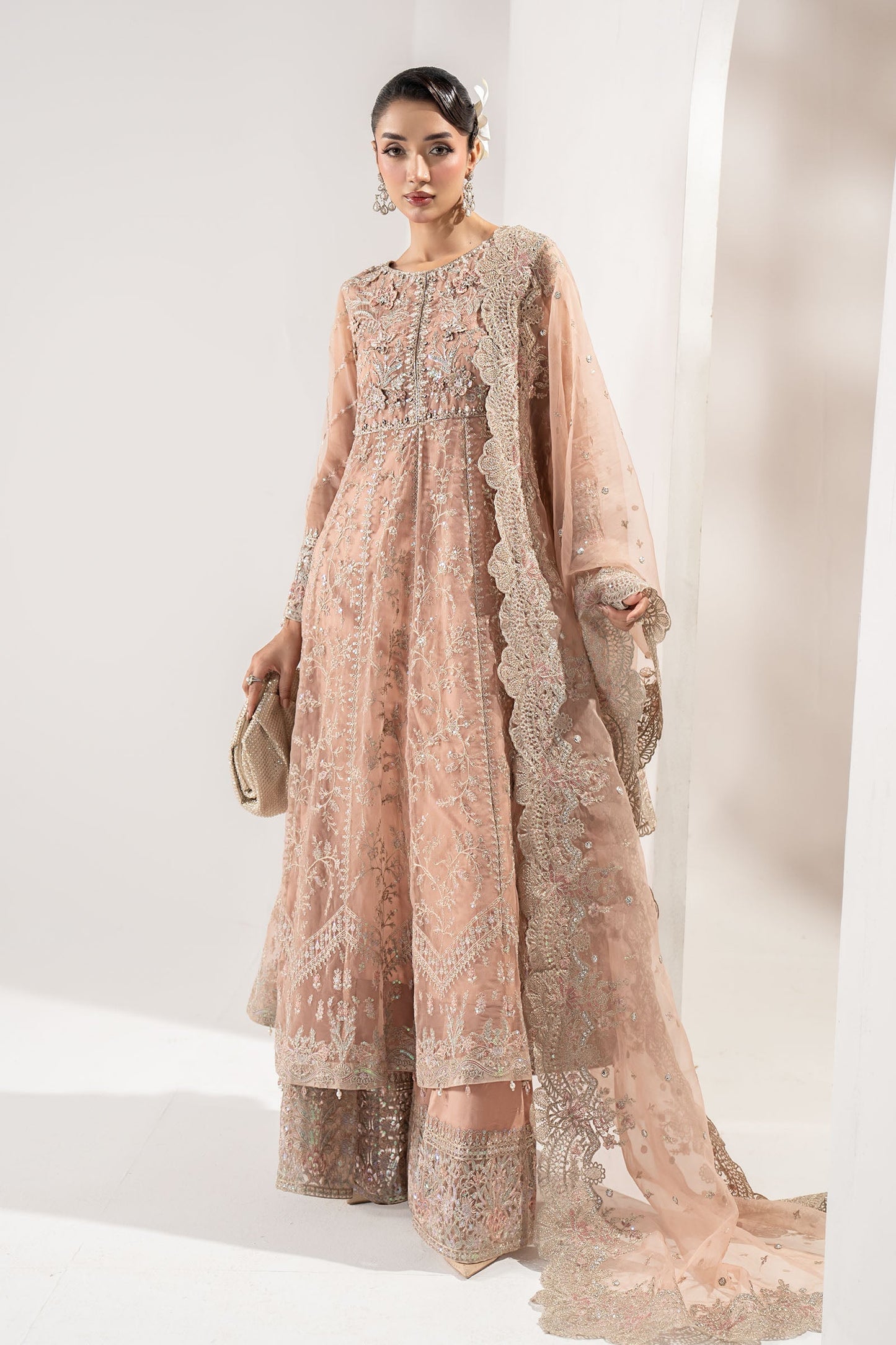 Maria B | Pre Fall Dresses | 3 Piece Embroidered Organza Suit ZS - Pakistani Designer Dress - by Maria B - Type : Ladies Clothes - 100% Original at Saira Sultan
