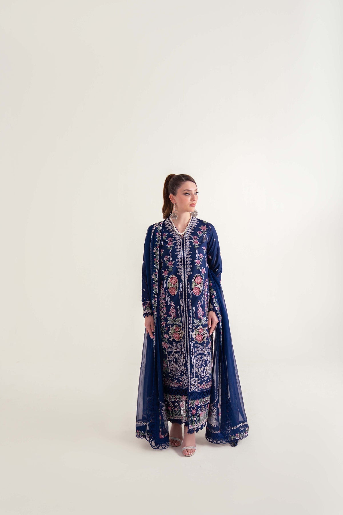 Sable Vogue | Luxury Lawn 25 | SL-07-25-V2 Custom Size Navy Blue Lawn