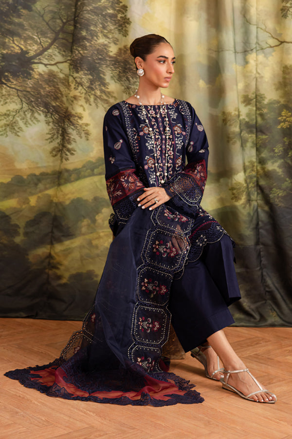 Marjjan | Guzel Lawn | SMC 205-A (Blue) - Pakistani Designer Dress - by Marjjan - Type : Ladies Clothes - 100% Original at Saira Sultan