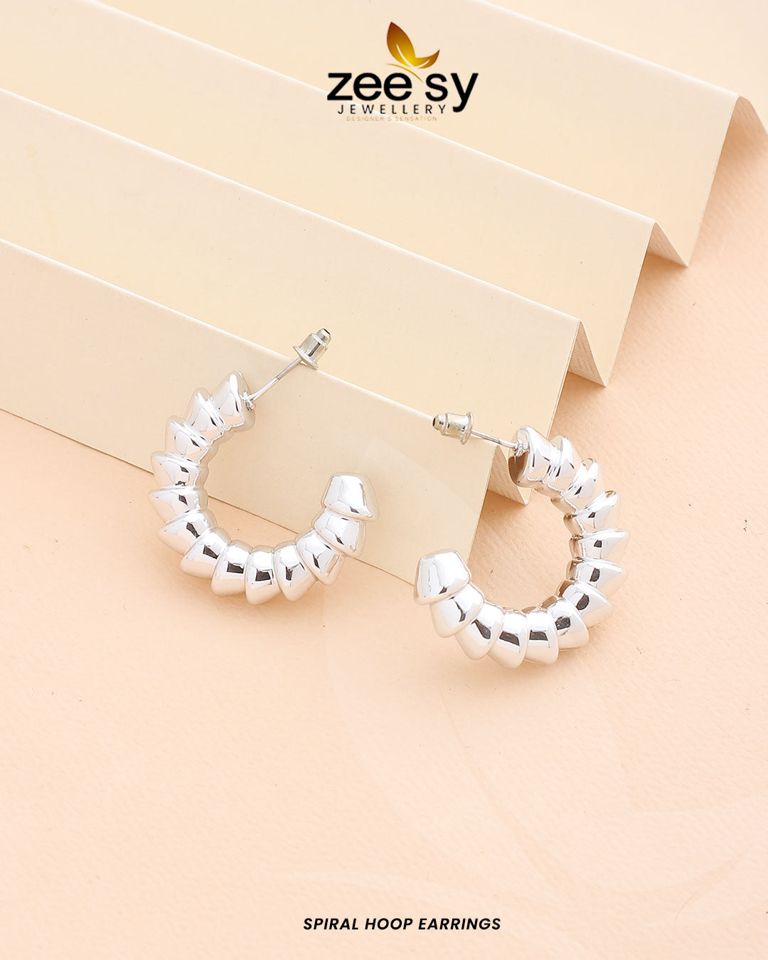 Spiral Hoop Earrings Silver