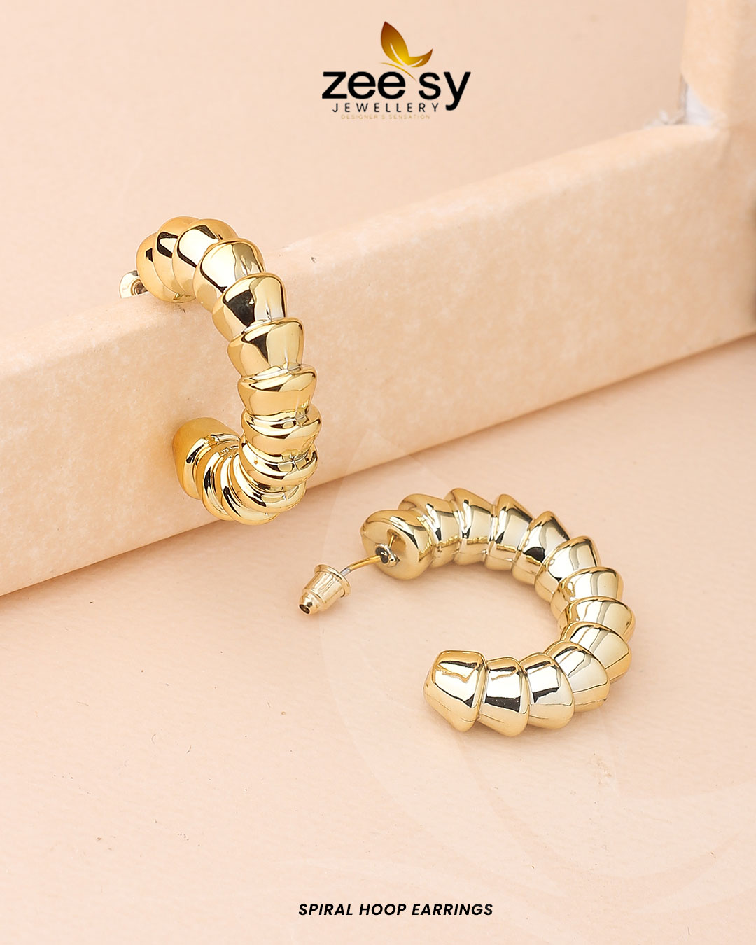 Spiral Hoop Earrings Golden