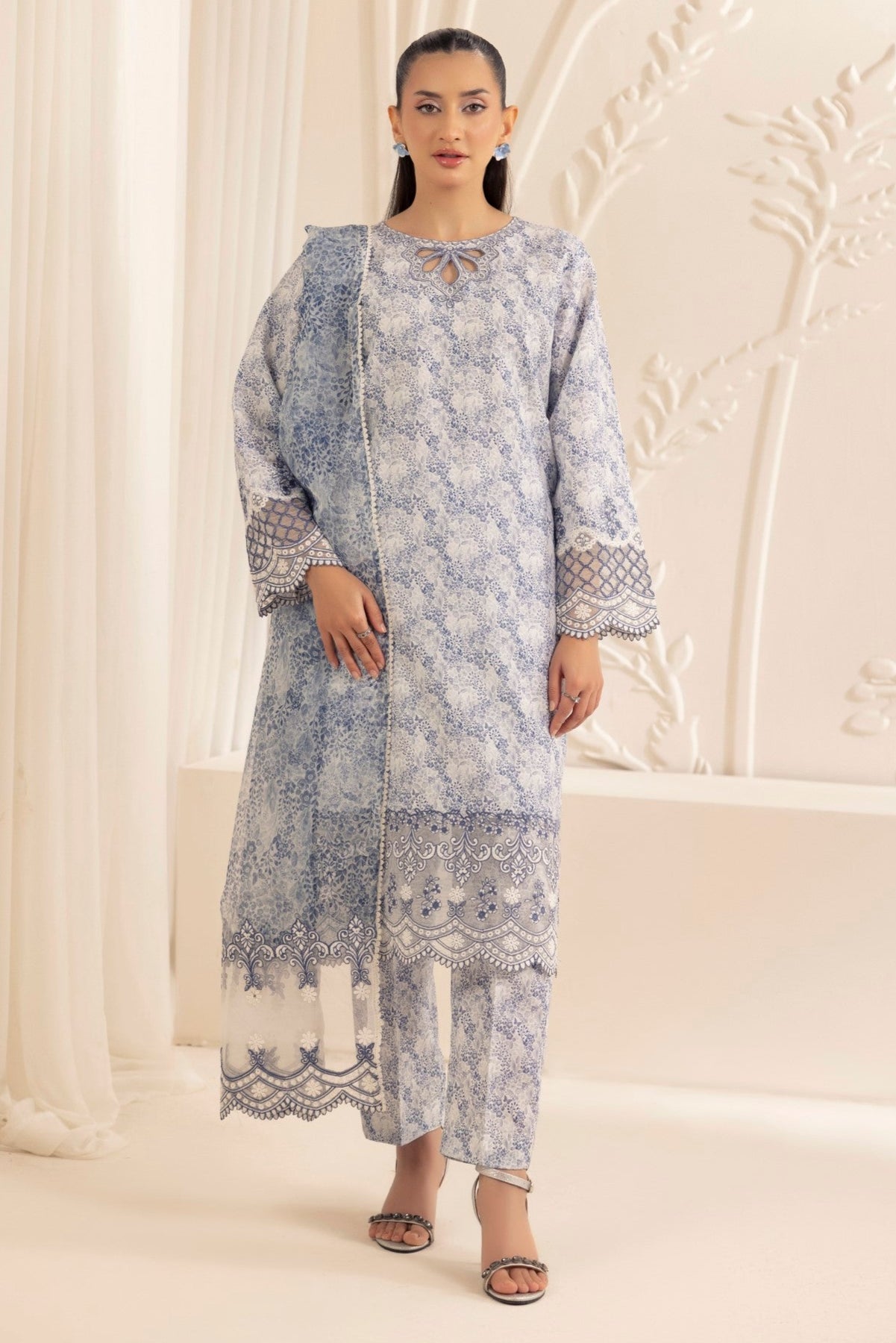 Mohagni | Tulip 25 | SPL-03 L White Silk lawn