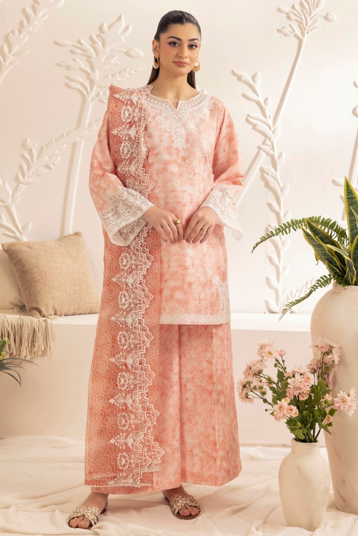 Mohagni | Tulip 25 | SPL-04 XL Pale Peach Silk lawn