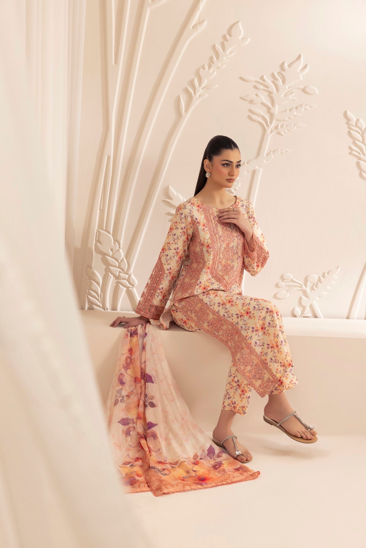 Mohagni | Tulip 25 | SPL-09 L Pale Peach Silk lawn