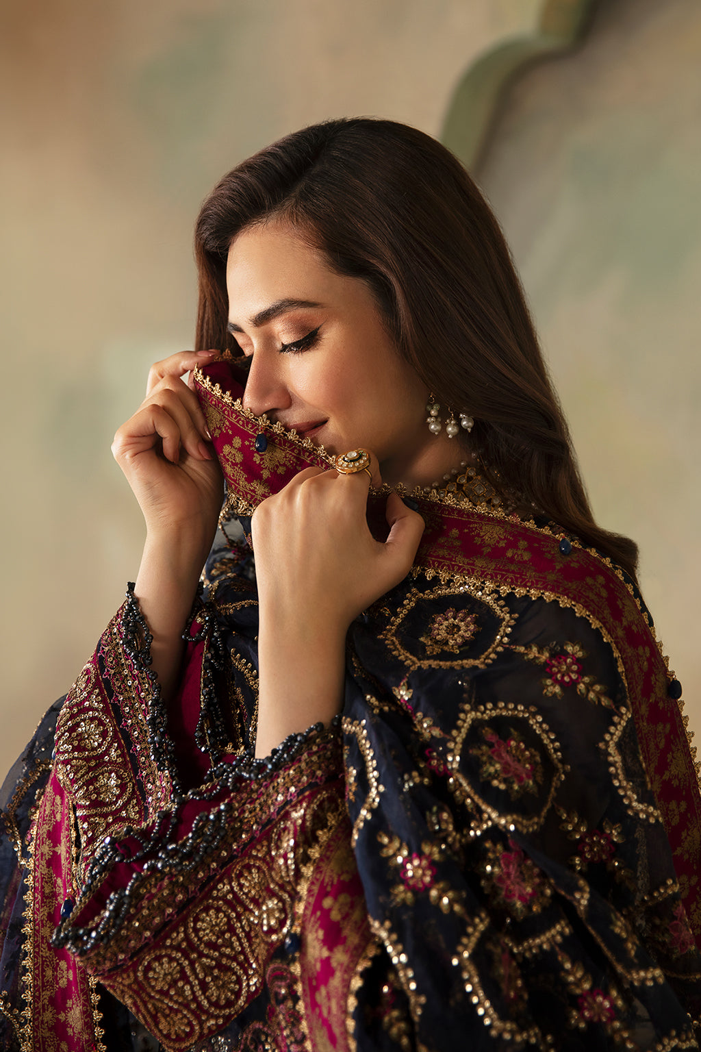 Saad Shaikh | Elana Wedding Formals | Seren XL Navy Blue Organza