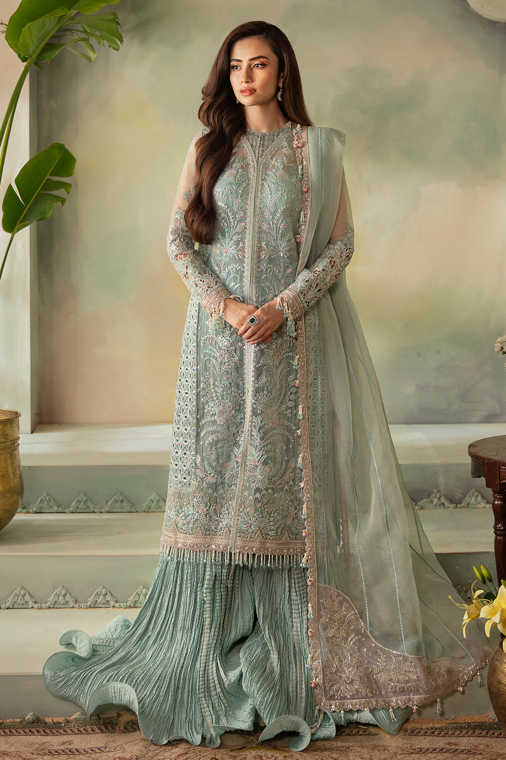 Saad Shaikh | Elana Wedding Formals | IRIS XS Ice Blue Organza