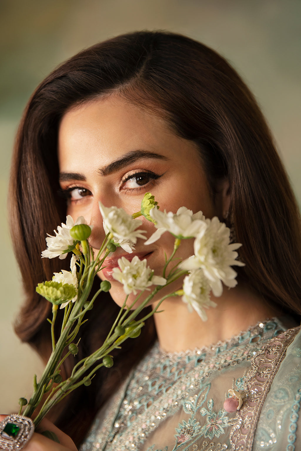 Saad Shaikh | Elana Wedding Formals | IRIS XL Ice Blue Organza